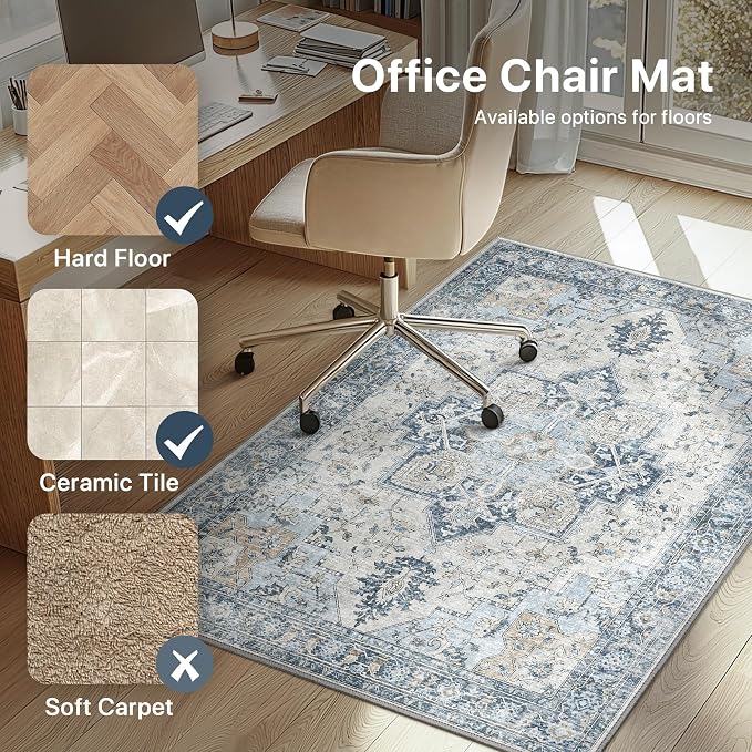 30"x48" Office Chair Mat for Hardwood Tile Floor, Under Desk Carpet Protector - Image 3