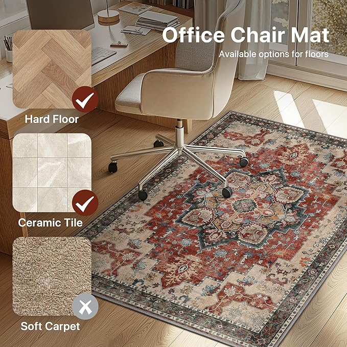 30"x48" Office Chair Mat for Hardwood Tile Floor, Under Desk Carpet Protector - Image 3