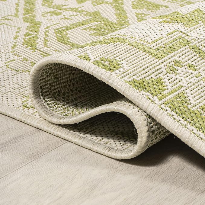 JONATHAN Y Boho Medallion Indoor Outdoor Area Rug 5X8 Cream/Green, Estrella - Image 6