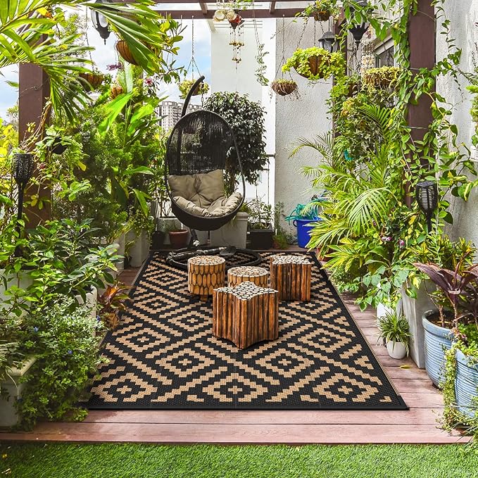 GENIMO 5'x8'Outdoor Rug Waterproof, Reversible Mats, Area Rug, Plastic Outside - Image 3