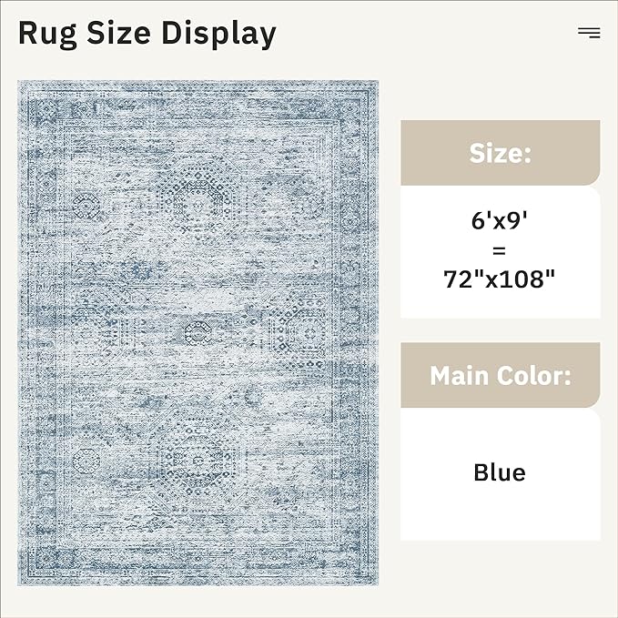 Soalmost 6x9 Area Rug for Living Room Washable 6x9 Non-Slip Modern Rugs for - Image 3