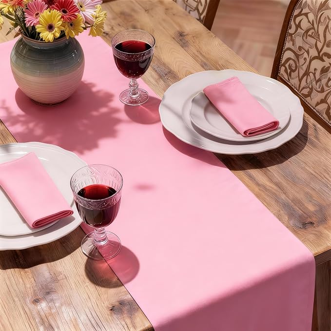 MEANMOY Pink Table Runner 60 Inches Long Waterproof Washable Table Runners | - Image 6
