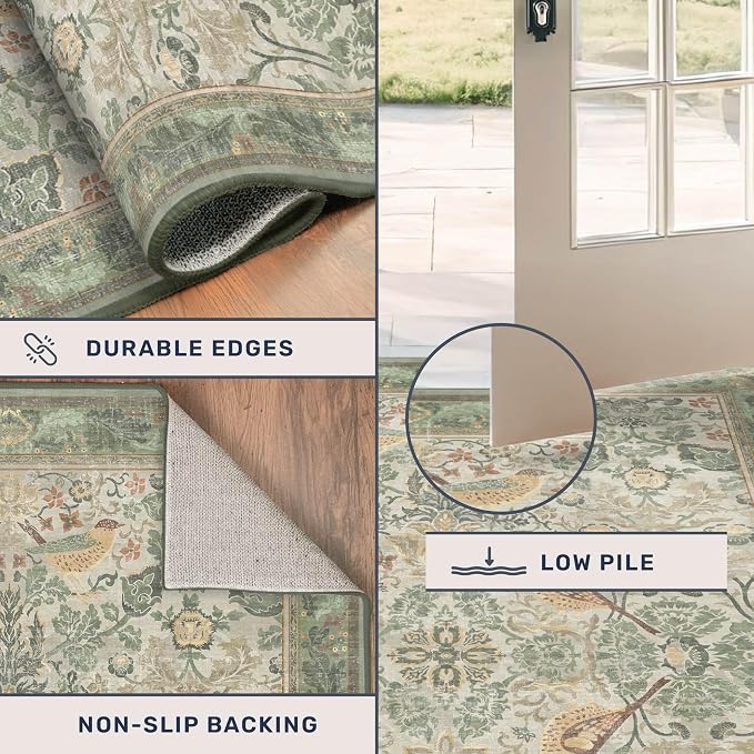 Hazo Haus Washable Floral Bird Rugs - Image 4