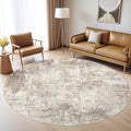 5ft Round Rug Living Room Rugs: 5x5 Washable Circle Abstract Modern Soft Stain by LOONGRUG