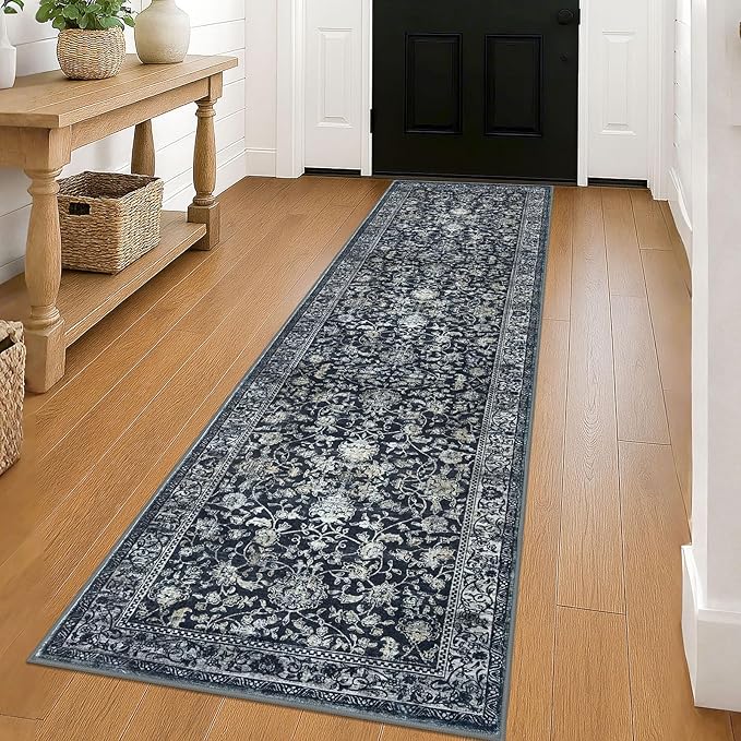 KILOCOCO Hallway Runner 2x8 Rug Runner Printed Vintage Floral Washable Kitchen by Kilococo