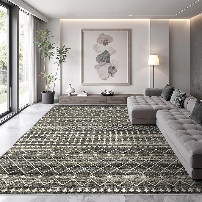 Miukiki 8x10 Area Rug for Living Room Moroccan Washable Rugs Non Slip Indoor - Image 5