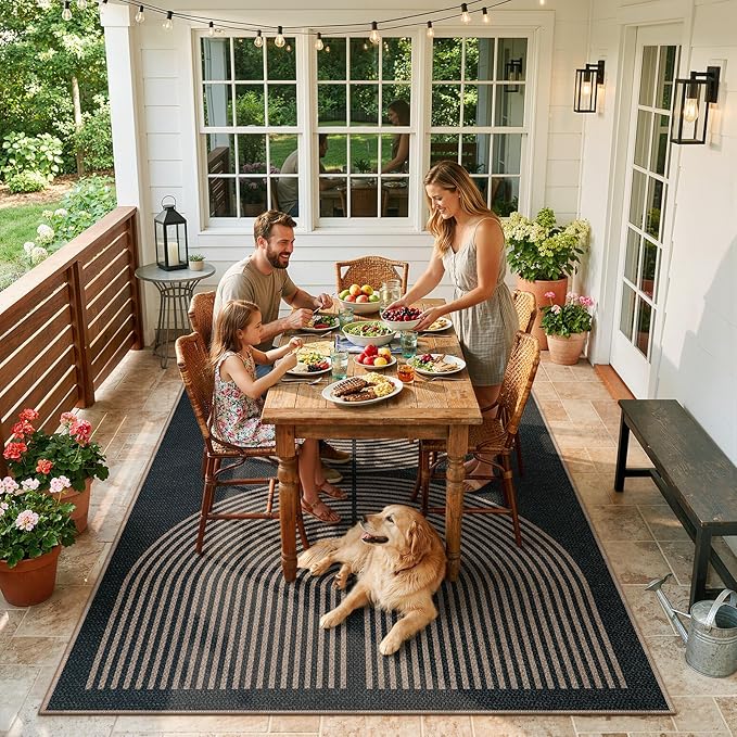 Lahome Modern Rainbow Easy Jute 4x6 Rug, Outdoor Patio Rug - Image 6