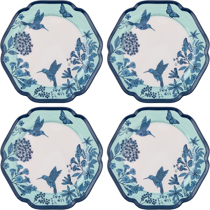 Karma, 8.75 inches Melamine Salad Plates Set of 4, Reusable Dishwasher Safe by KarmaGifts