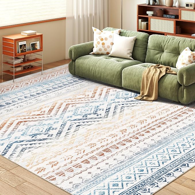 Miukiki 6x9 Area Rug for Living Room Moroccan Washable Rugs Non Slip Indoor by Miukiki