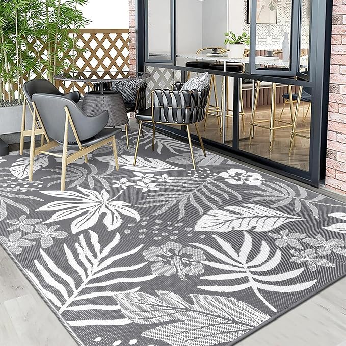 Pauwer Waterproof Outdoor Rug 8x10, Reversible Plastic Straw Patio Camping Rug - Image 7