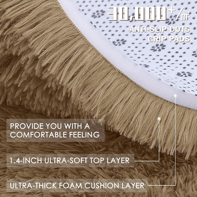 OLANLY 3x5 Machine Washable Small Bedside Rug, Soft Fluffy Shaggy Rugs - Image 8