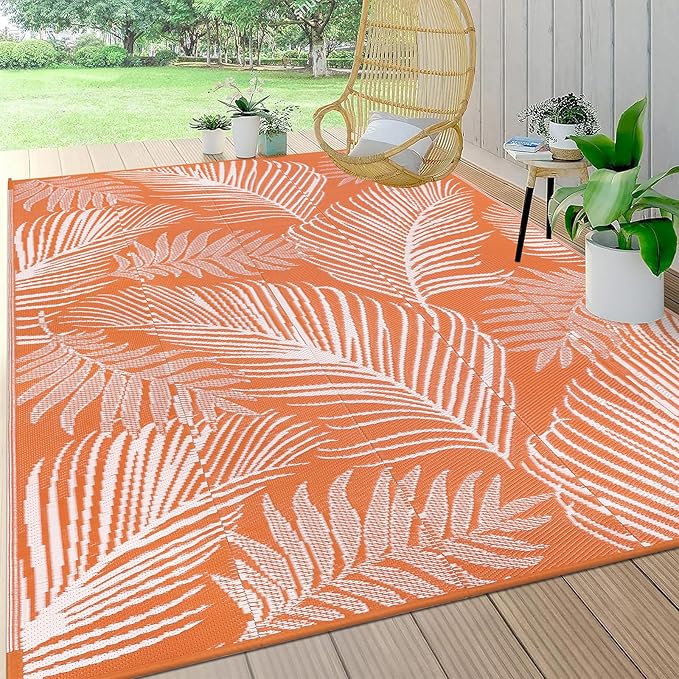 Pauwer Waterproof Outdoor Rug 6x9, Reversible Plastic Straw Patio Camping Rug by Pauwer