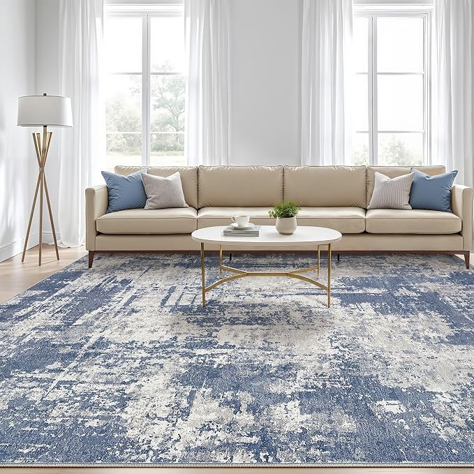 7x9 Area Rug Living Room: Washable Large Abstract Modern Soft Rug Stain - Image 5