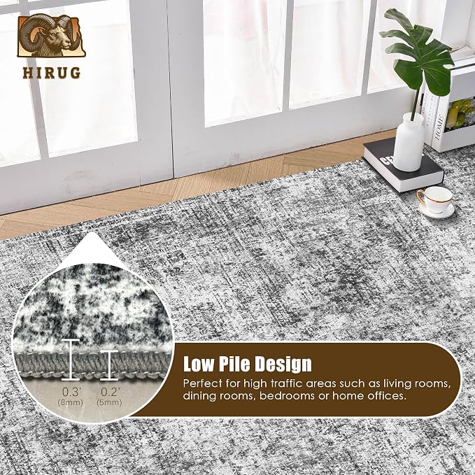 Washable Area Rug 6' x 9' Vintage Traditional Persian Mat - Image 5