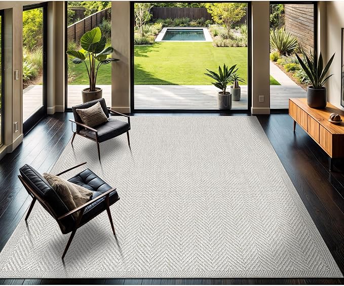 CAMILSON Easy Jute Rug 8x10, Indoor Outdoor Off-White Color Fiber Area Rugs - Image 9