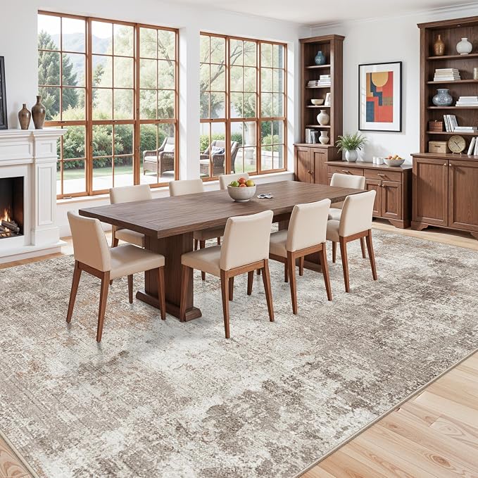 12x15 Area Rug for Living Room – Large Modern Neutral Abstract Thin Washable - Image 3