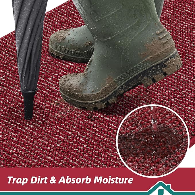 BEQHAUSE Dirt Trapper Door Mat 24" x 36", Non-Slip Washable Doormats Entrance - Image 3