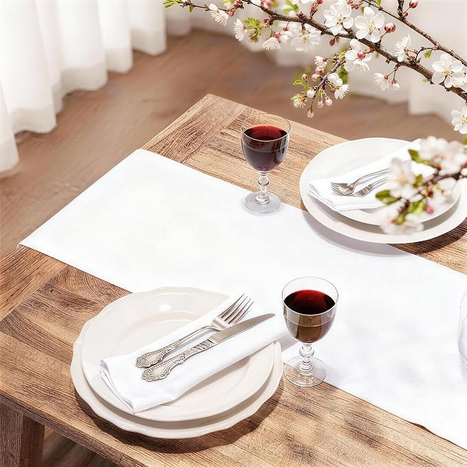 FOLINS&HOME White Waterproof Decorative Table Runner 90 Inches Long | 210GSM - Image 2