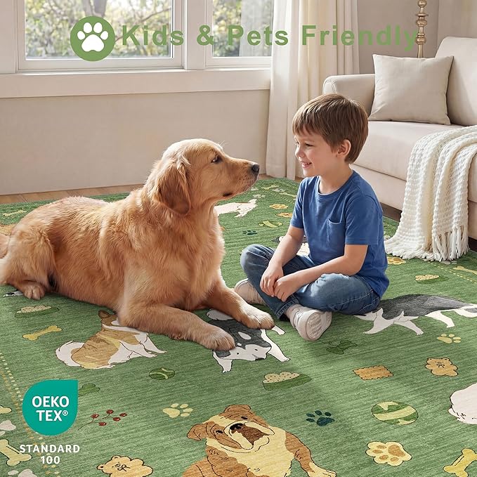 DUKINO 2x4 Runner Rug for Entryway, Animal Dog Print Washable Kitchen Rug - Image 4