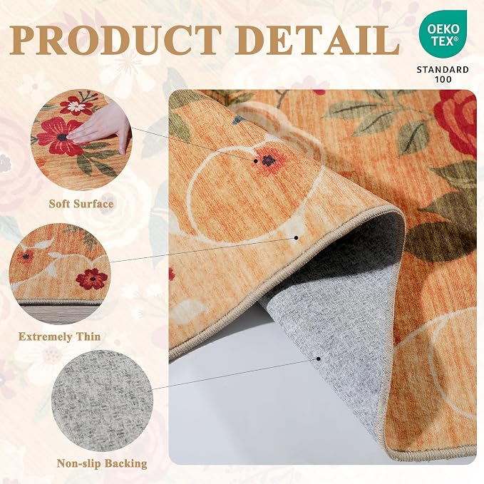 DUKINO 9x12 Area Rug, Floral Rugs - Image 5