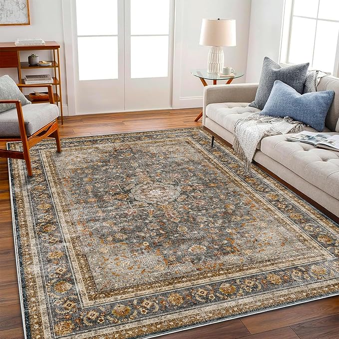 CHAMPLANT Washable Area Rug 10'x14' Boho Design Non-Shedding Easy Care Ideal by CHAMPLANT