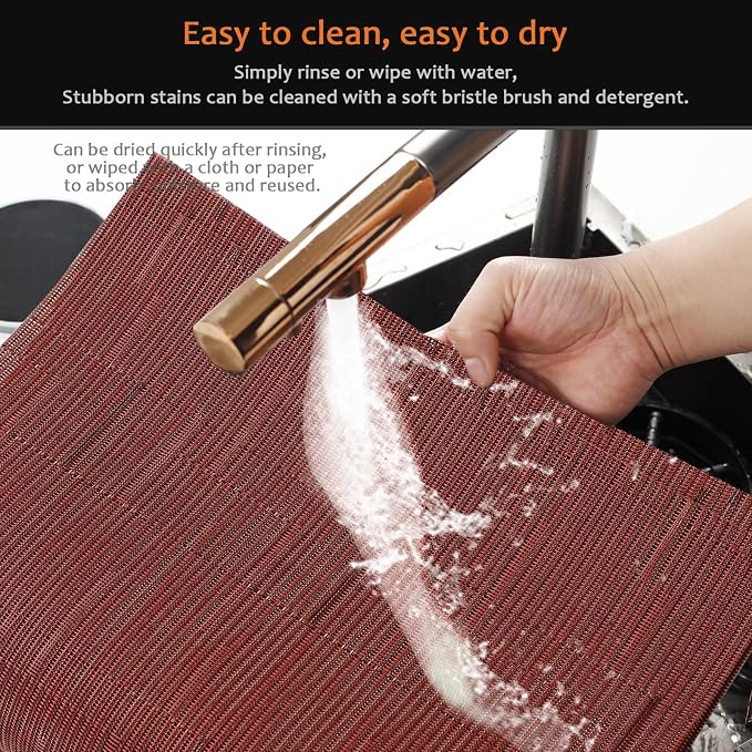 Red Vinyl Placemats Set of 12, Heat Resistant Table Placemats | 18x12 inch - Image 5