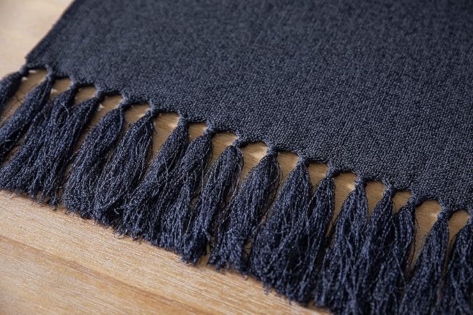 Navy Table Runners 48 Inches Long, Burlap Linen Style Rustic Farmhouse Table - Image 6