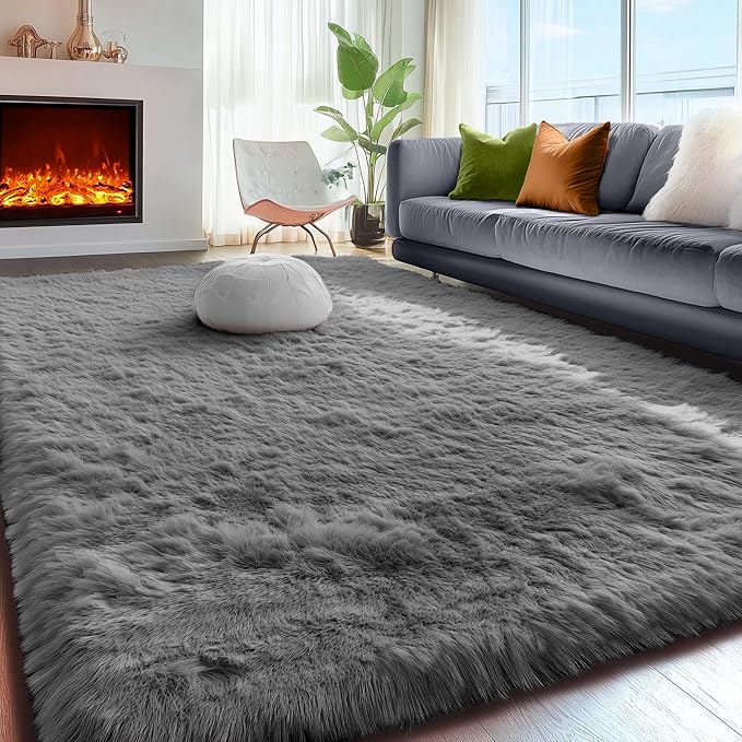 PAGISOFE Plush Area Rugs for Living Room 6x9 Ft, Ultra Soft Shaggy Grey Rugs - Image 7