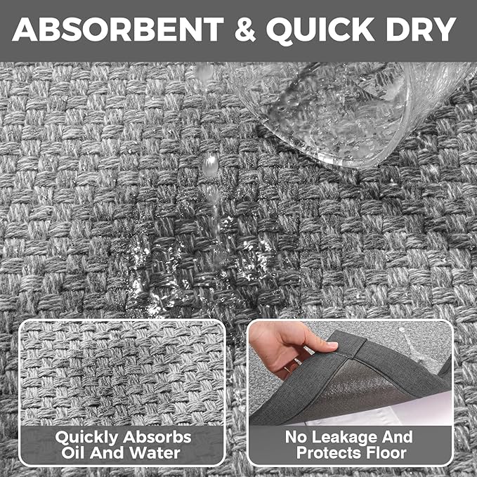 YDKGL Kitchen Rugs Mat Non Slip Washable, 0.4" Thick Anti Fatigue Cushioned - Image 6