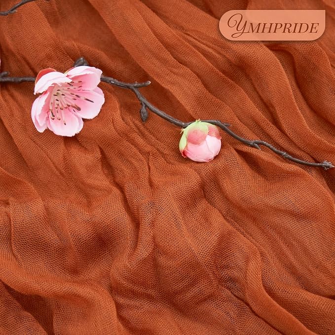 YMHPRIDE 12 Pack Cheesecloth Table Runner 35x70in Terracotta Table Runner | - Image 3