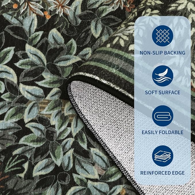GarveeHome Forest Rugs 5x7, Botanical Low Pile Non Slip Stain Resistance - Image 7