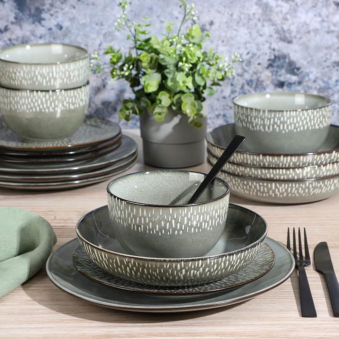 Gibson Elite Matisse 16-Piece Double Bowl Dinnerware Set, Service - Image 2