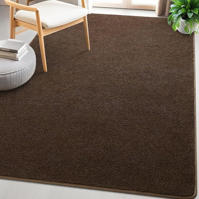 5x7 Feet Brown Area Rugs for Bedroom, Indoor Washable Memory Foam Rug for - Image 8