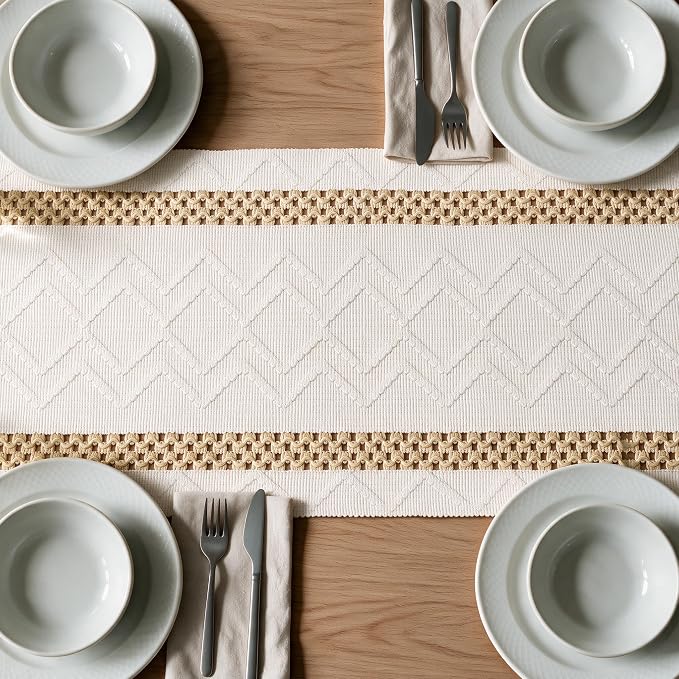 Artoid Mode Burlap Brown Stripe Woven Rustic Table Runner 12x36 Inch | Holiday - Image 5