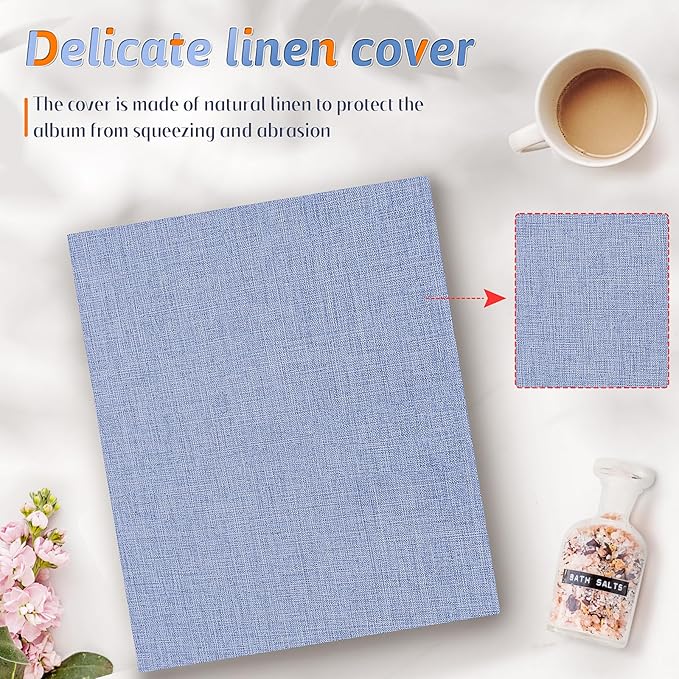 Popotop Photo Album 4x6 200 Pockets for Wedding Gifts,Linen Hardcover Picture Albums for Family Anniversary Baby Vacation Pictures