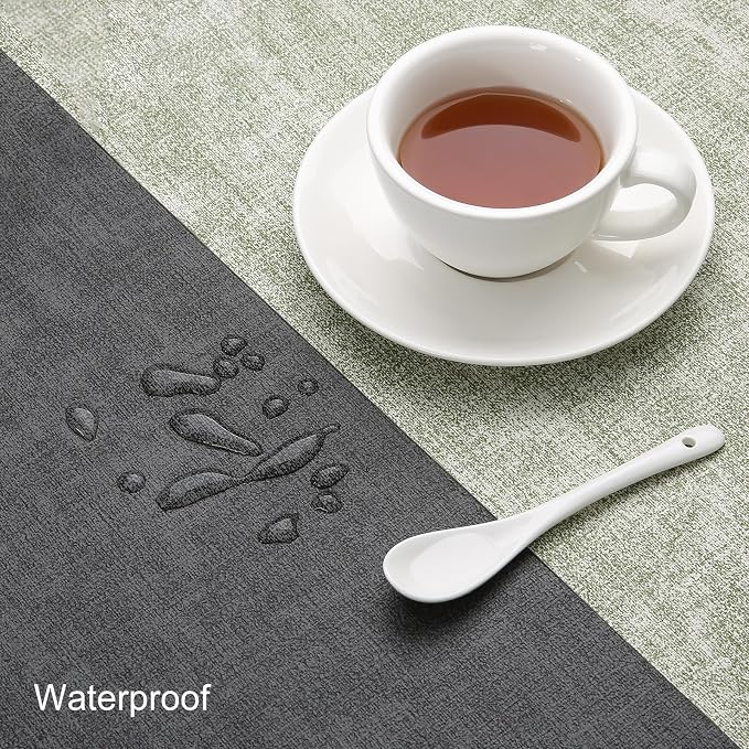 Table Runners 55 Inch Long, Dual-Sided Faux Leather Table Runner | Waterproof - Image 3