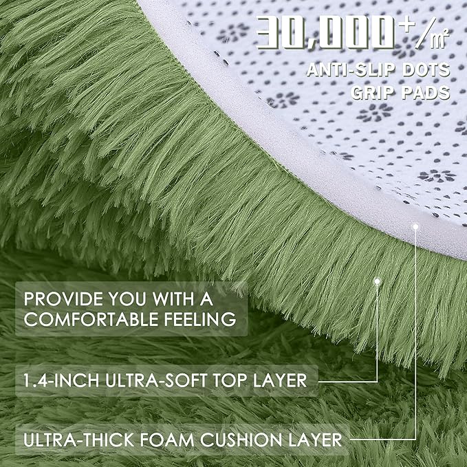 OLANLY 3x5 Machine Washable Small Bedside Rug, Soft Fluffy Shaggy Rugs - Image 5