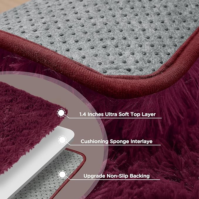 8x10 Burgundy Shag Area Rugs for Living Room, Large Fluffy Shaggy Rug for - Image 7