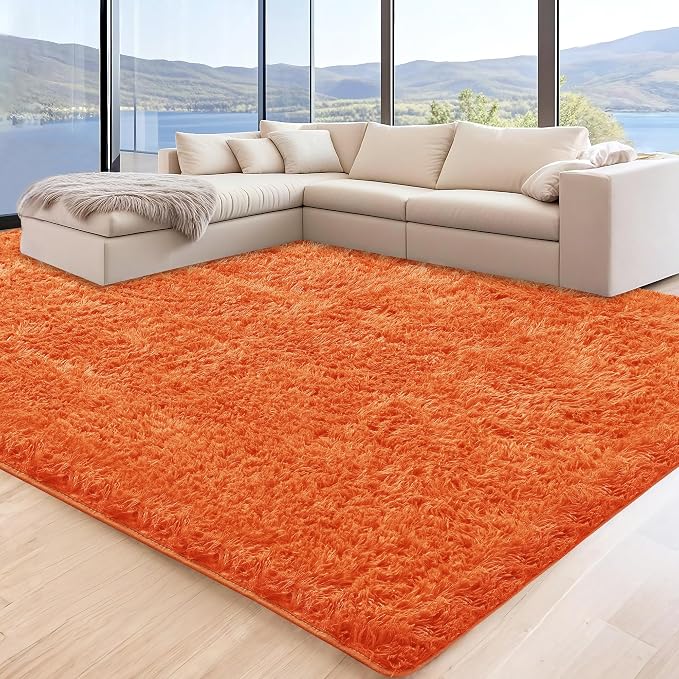 5x7 Orange Area Rugs for Living Room, Fluffy Shag Rug for Bedroom Nursery by Unknown