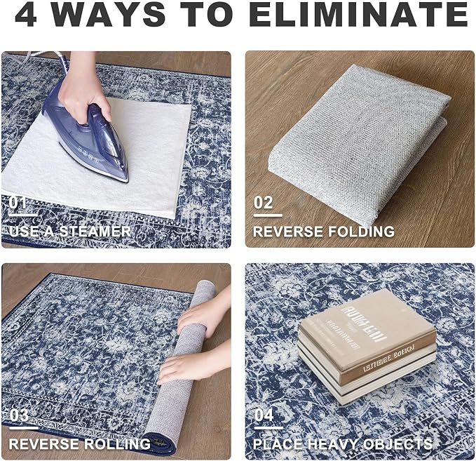 KILOCOCO Runner for Hallway 2.6x12 Runner Rug Printed Vintage Floral Washable - Image 4
