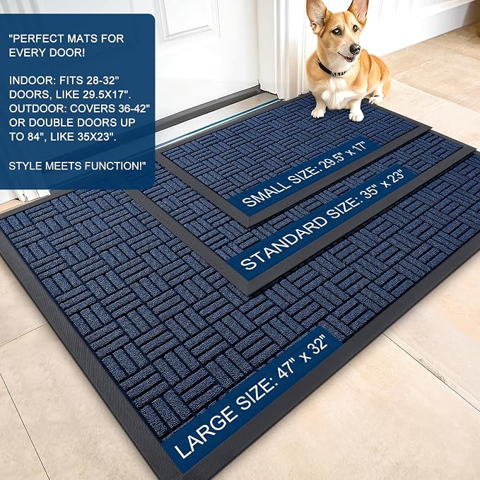 OLANLY Front Door Mat Outside Entrance 47x17, Heavy Duty Sturdy Natural Rubber - Image 2
