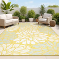 JONATHAN Y Floral Textured Weave Indoor Outdoor Area Rug 5X8 Yellow/Cream by JONATHANY