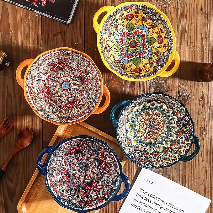 XKXKKE 5 Pack Boho Ceramic Serving Bowls - Image 3