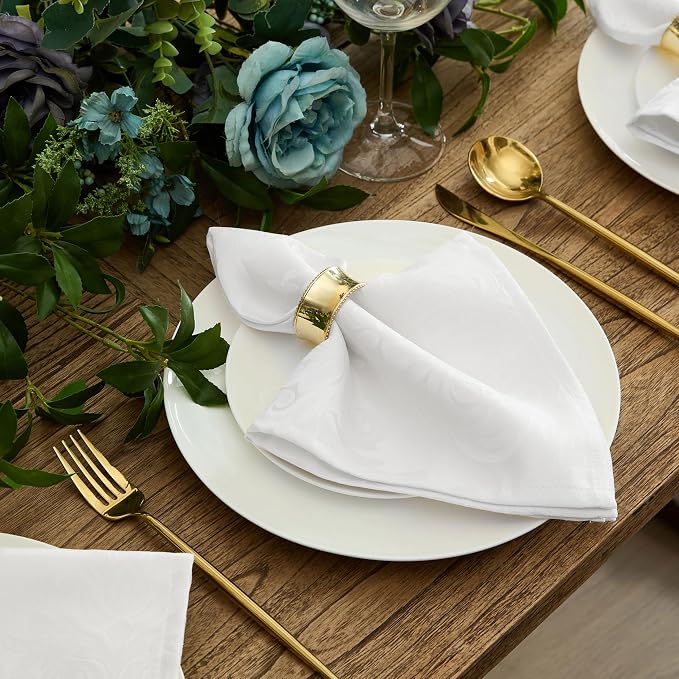 Newbridge Barcelona Luxury Damask Fabric Tablecloth, 108” Round, 100% Polyester - Image 8