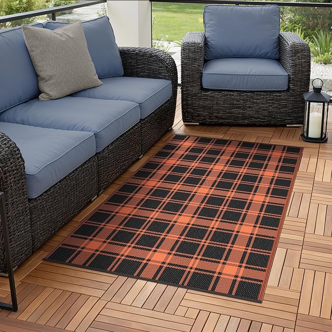 GENIMO Waterproof Outdoor Rug for Patio Clearance, Lightweight RV Camping Mat by GENIMO