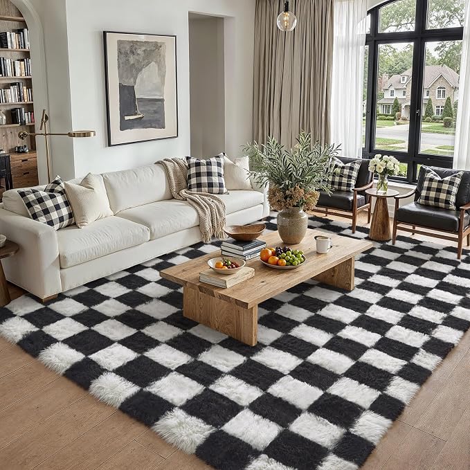 PureCozy Checkered Rug 5x8 for Living Room - Image 3