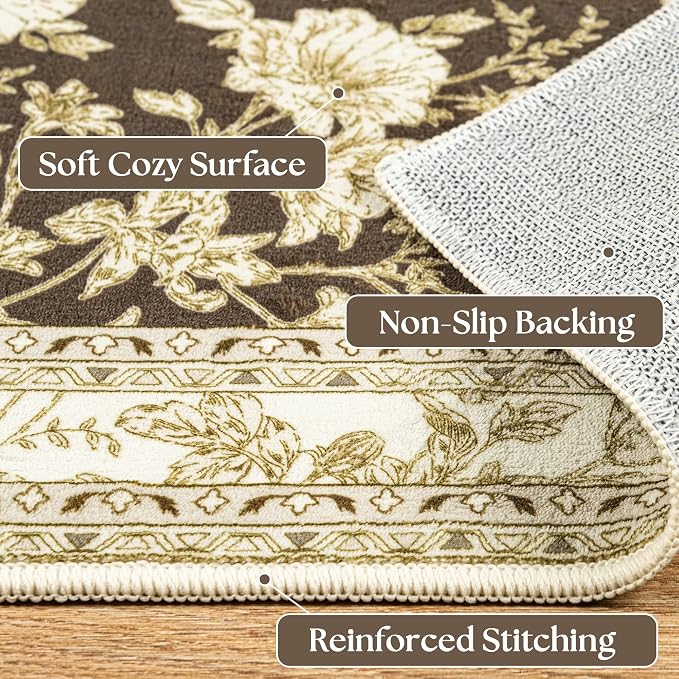 Brown Runner Rugs 2x6 for Hallway Kitchen Bedroom Beside Laundry Room Bathroom - Image 4