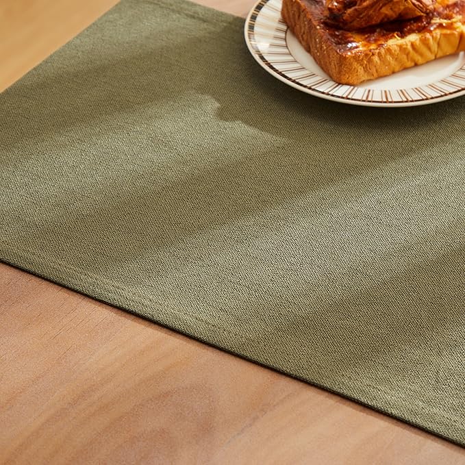 Rustic Cotton Linen Table Runner, 13x90 Inches Olive | Farmhouse Style Linen - Image 6