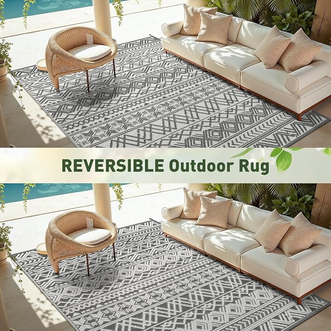 MontVoo Outdoor Rug Carpet Waterproof 10x14 Outdoor Patio Rug Mat Reverisble - Image 7