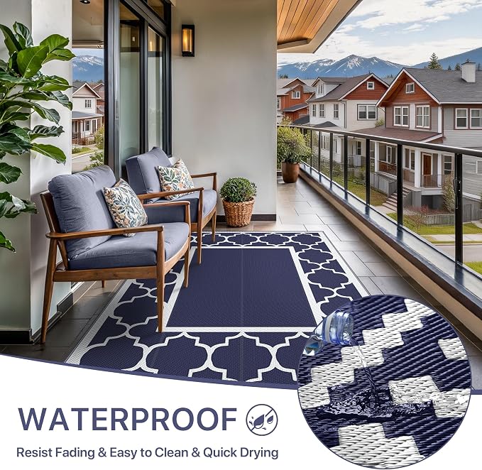 GENIMO 6' x 9' Outdoor Rug Waterproof - Image 6